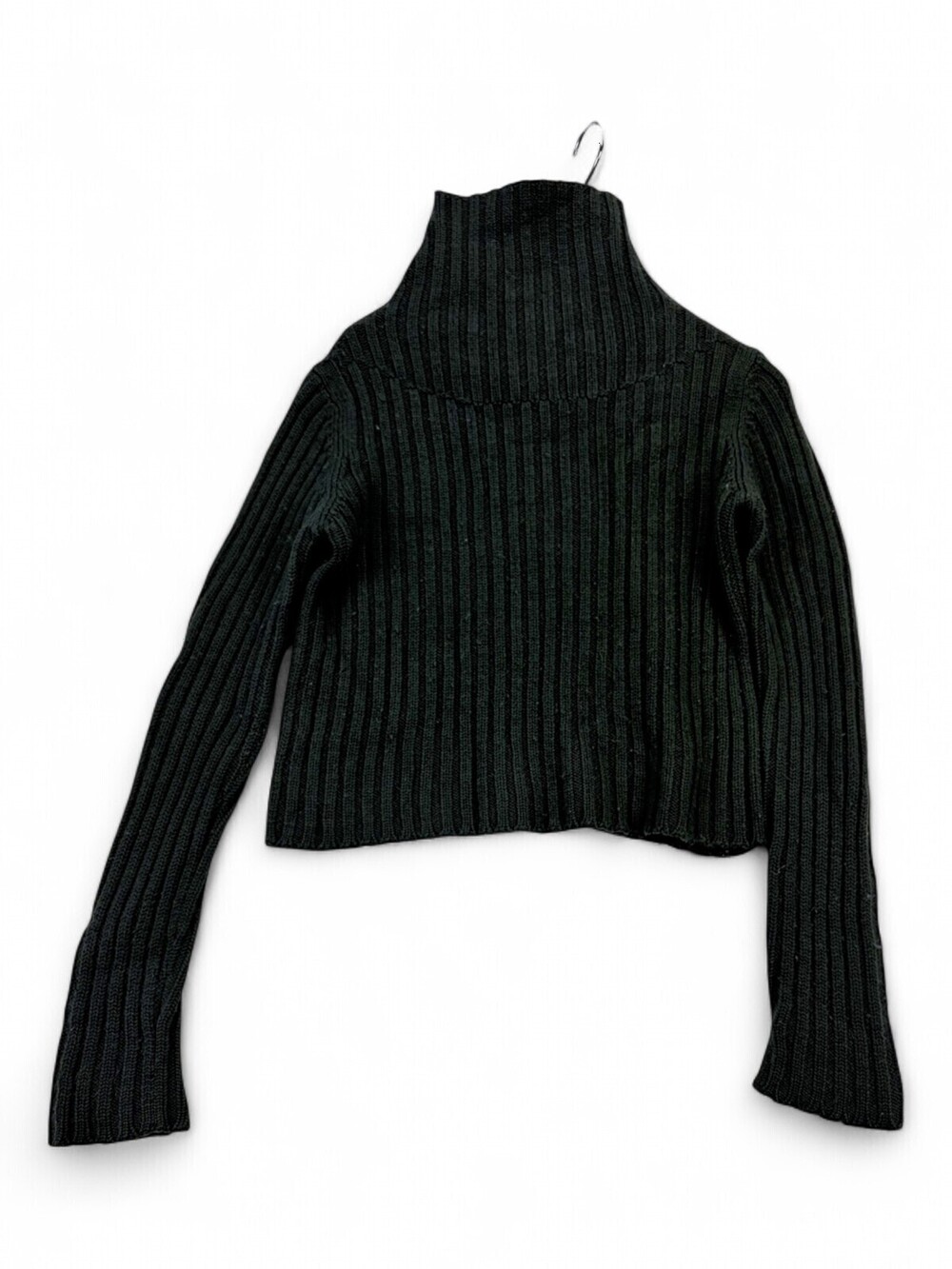Nicole Farhi Green Ribbed Wool Turtleneck Sweater M